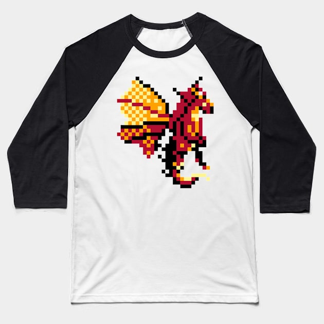 Dragon Pixel Art Baseball T-Shirt by ninonino